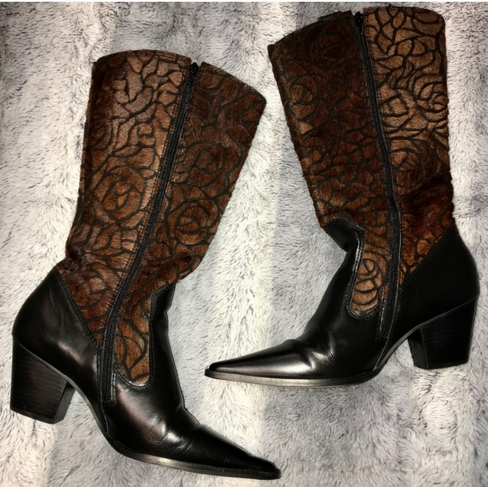 Joseph Griffin LA Collect Tall Calfskin Dark Brown Western  Boots Women's